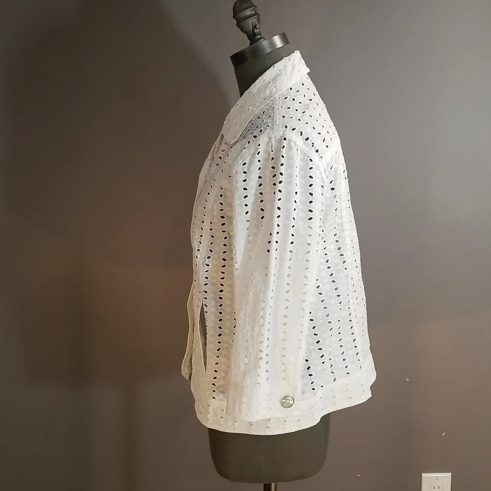 Allison Daley white eyelet jacket womens size 10 - 100% cotton - Picture 3 of 12
